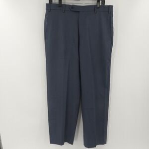 Zanella Devon Wool Dress Pants Flat Front Blue Men's 34x28